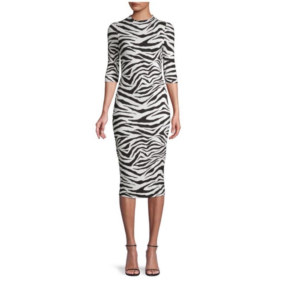ALICE + OLIVIA Zebra-Print Sheath Bodycon Dress Size 6 - Picture 1 of 12
